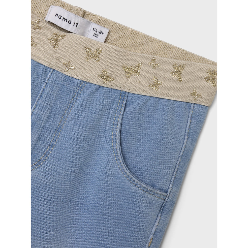 Køb Name It Light Blue Denim Butterfly Salli Slim Sweat Jeans Noos