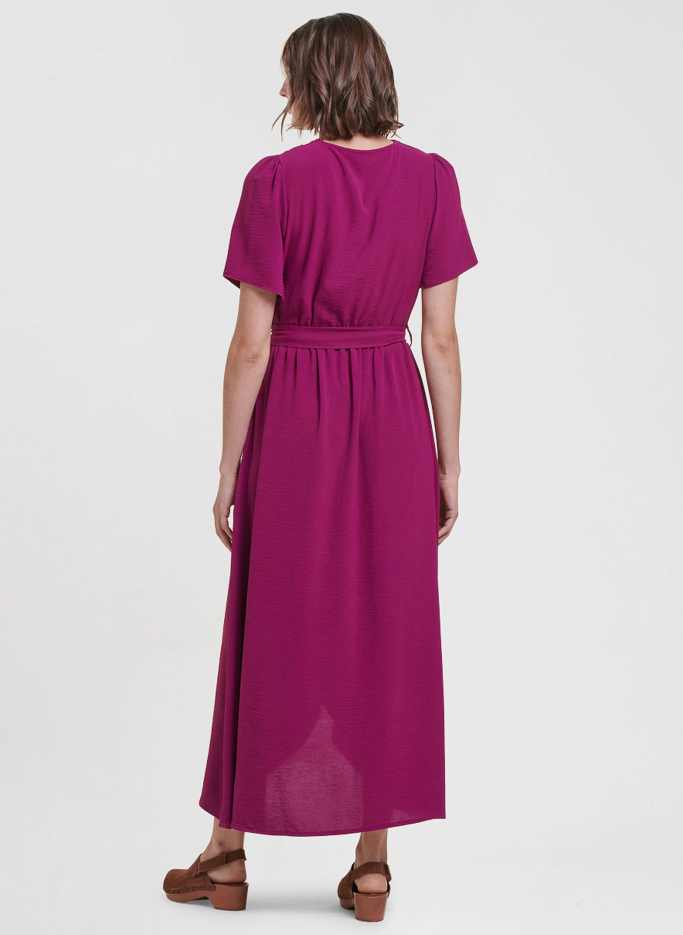 Robe longue col V | Violet