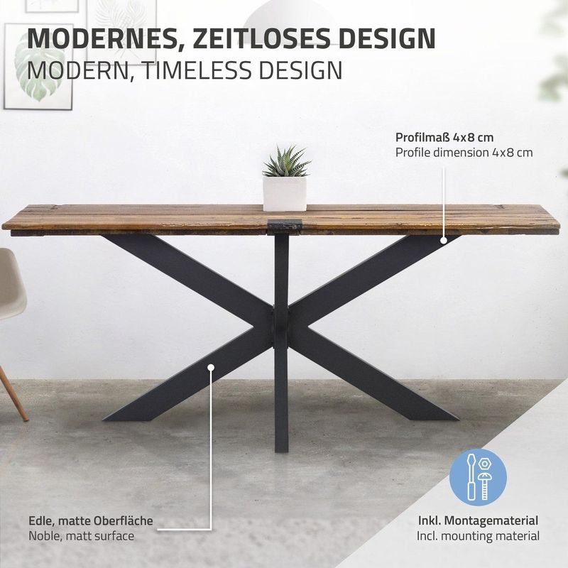 ML-Design Tafelpoten X-Design - Zwart - 78x71x120 cm - Metaal