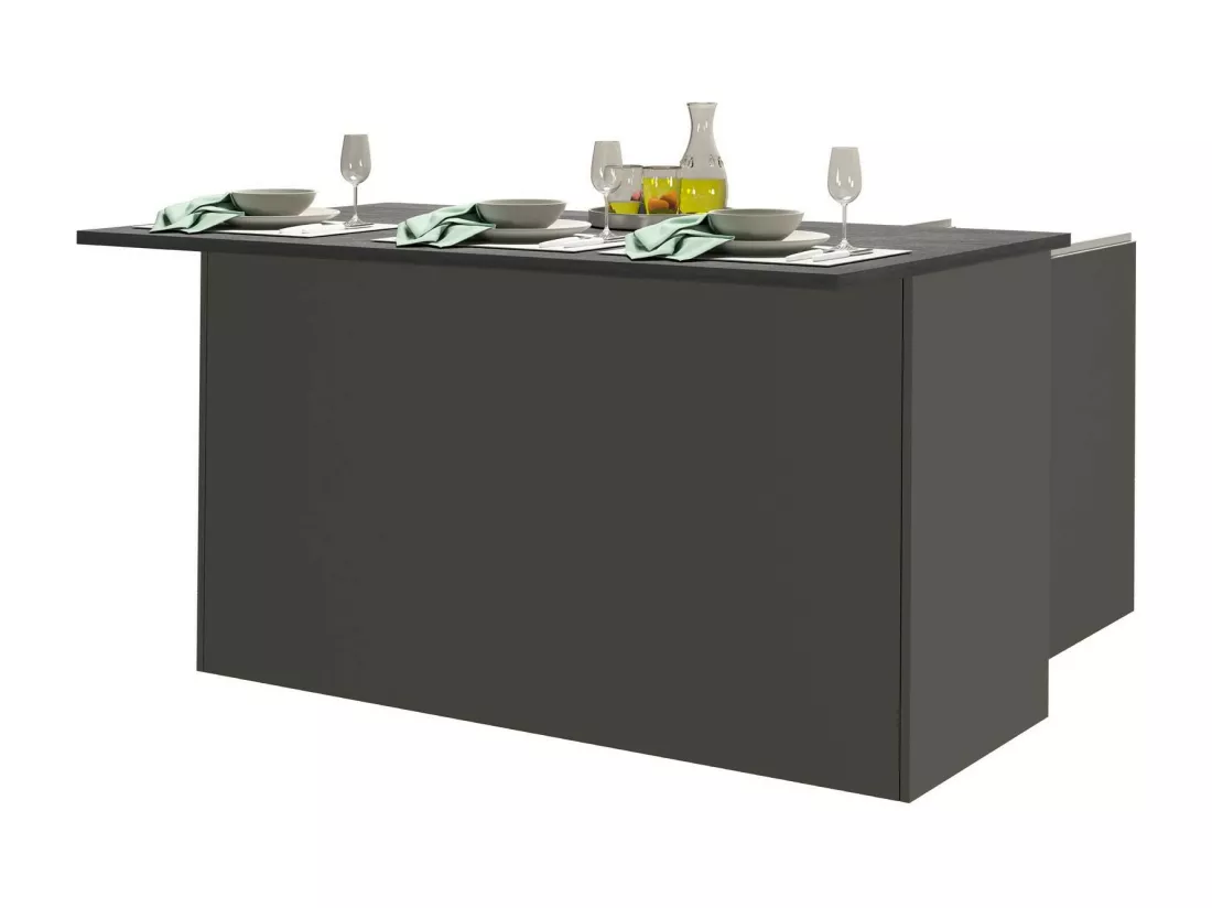 Îlot de cuisine Dcarnelo, Armoire polyvalente, Meuble de kitchenette, Table auxiliaire, 100% Made in Italy, 155x90h90 cm, Anthracite et Ardoise
