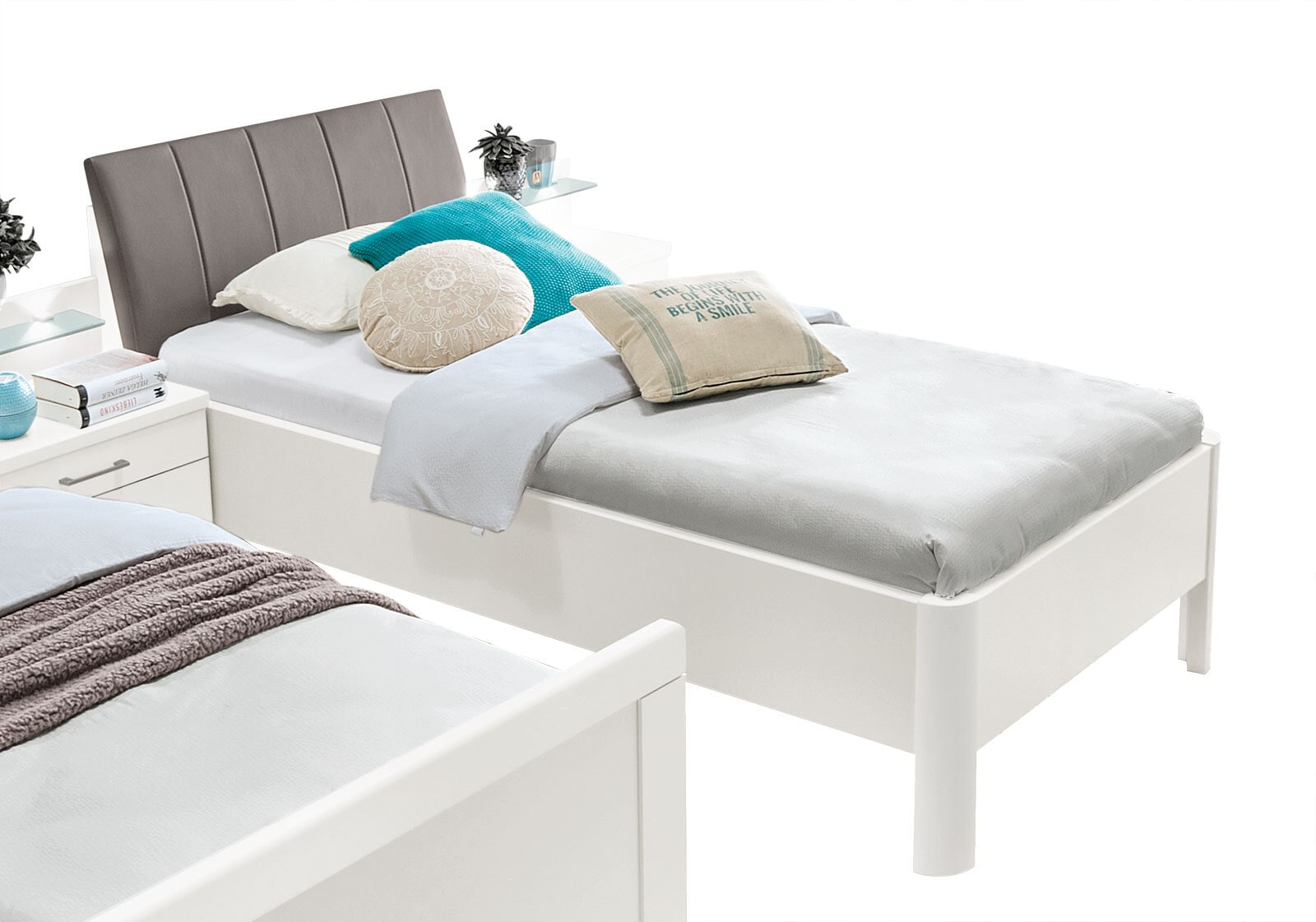 Bett BERN 100 x 200 cm Holznachbildung alpinweiß