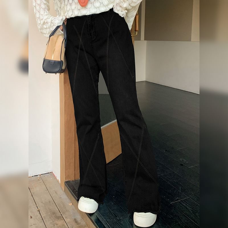 Ashteroid - High Waist Washed Flared Jeans