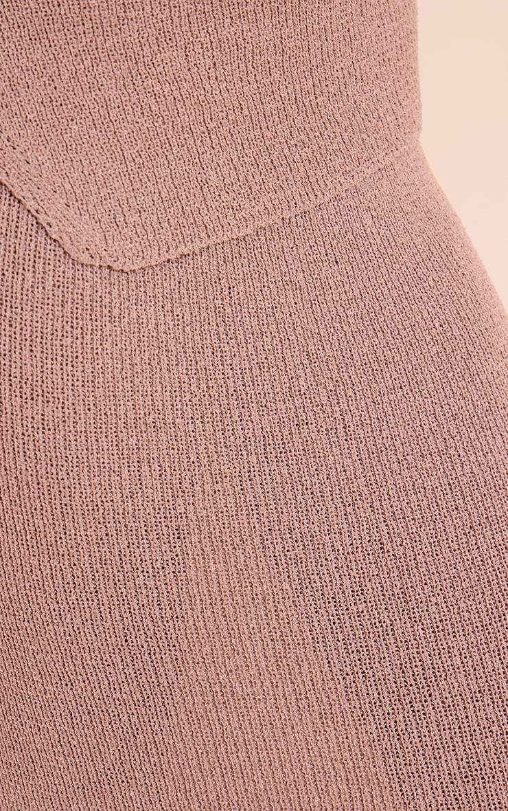 Taupe Jupe Longue Taille Basse En Maille À Pompons