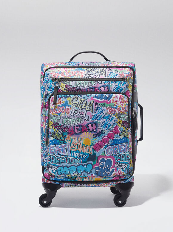 Mala de viagem de nylon estampada - Azul