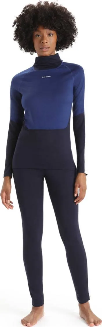 Icebreaker Women's 200 Sone Longsleeve High Nec Mid Navy/Royal Navy/Snow/Core Black