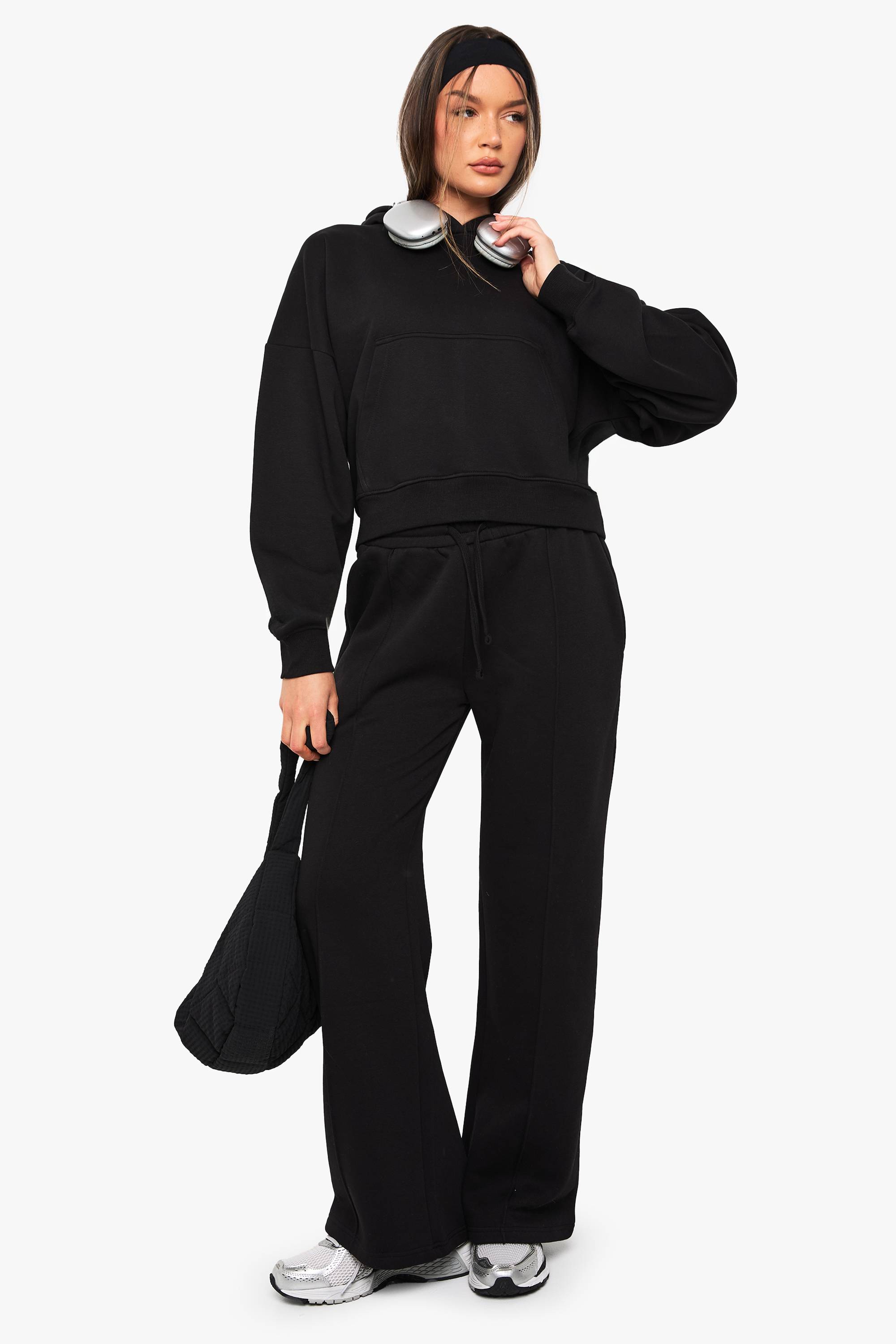 boohoo Jogger à jambes larges avec détails pintuck et ceinture profonde