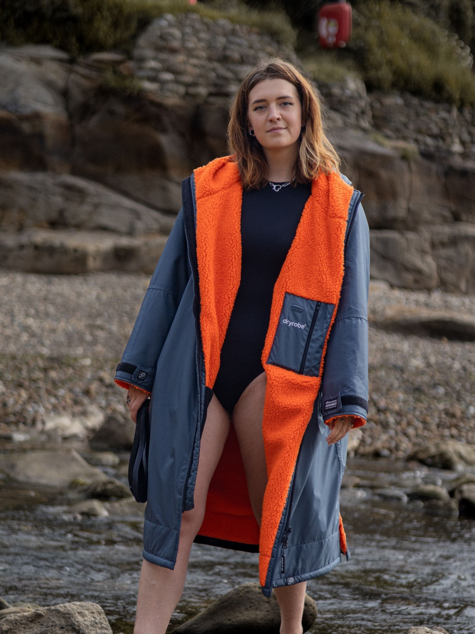 Donkergrijs/oranje - dryrobe Advance Adult Long Sleeve Changing Coats
