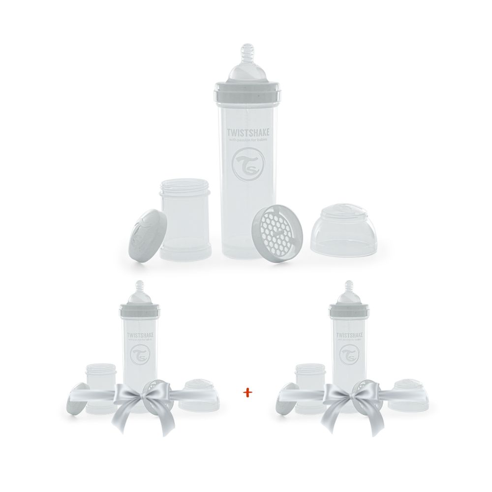 GRAND BIBERON ANTI-COLIQUE 330ML BLANC - Ecru