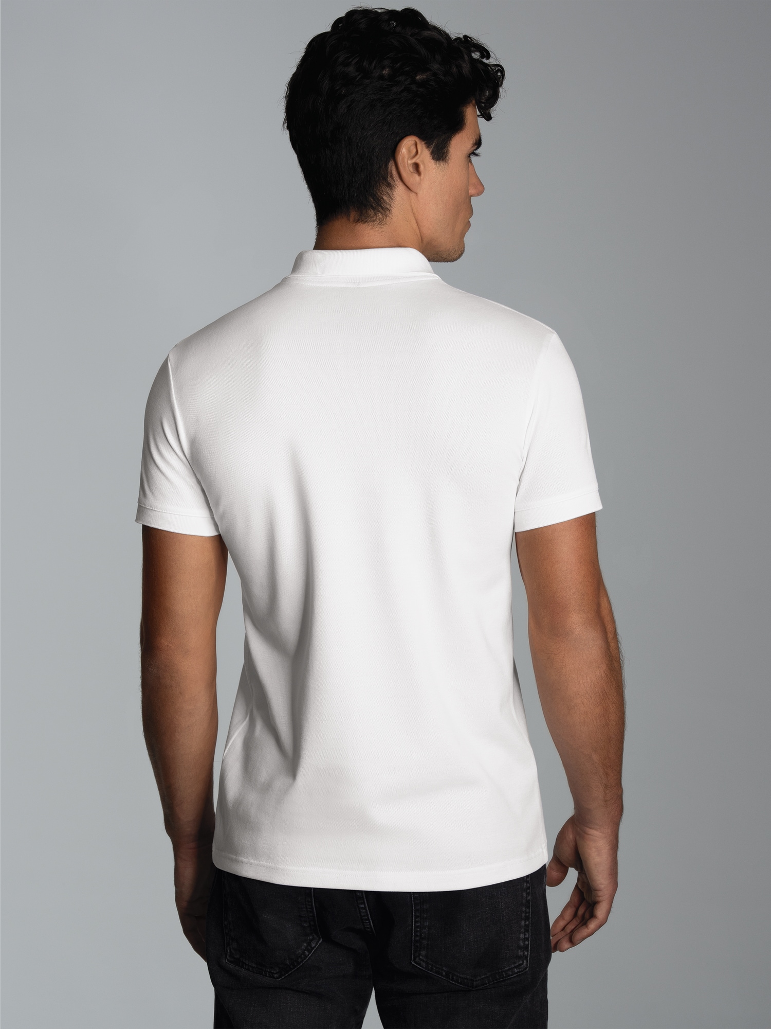 Poloshirt aus elast. Piqué Weiss