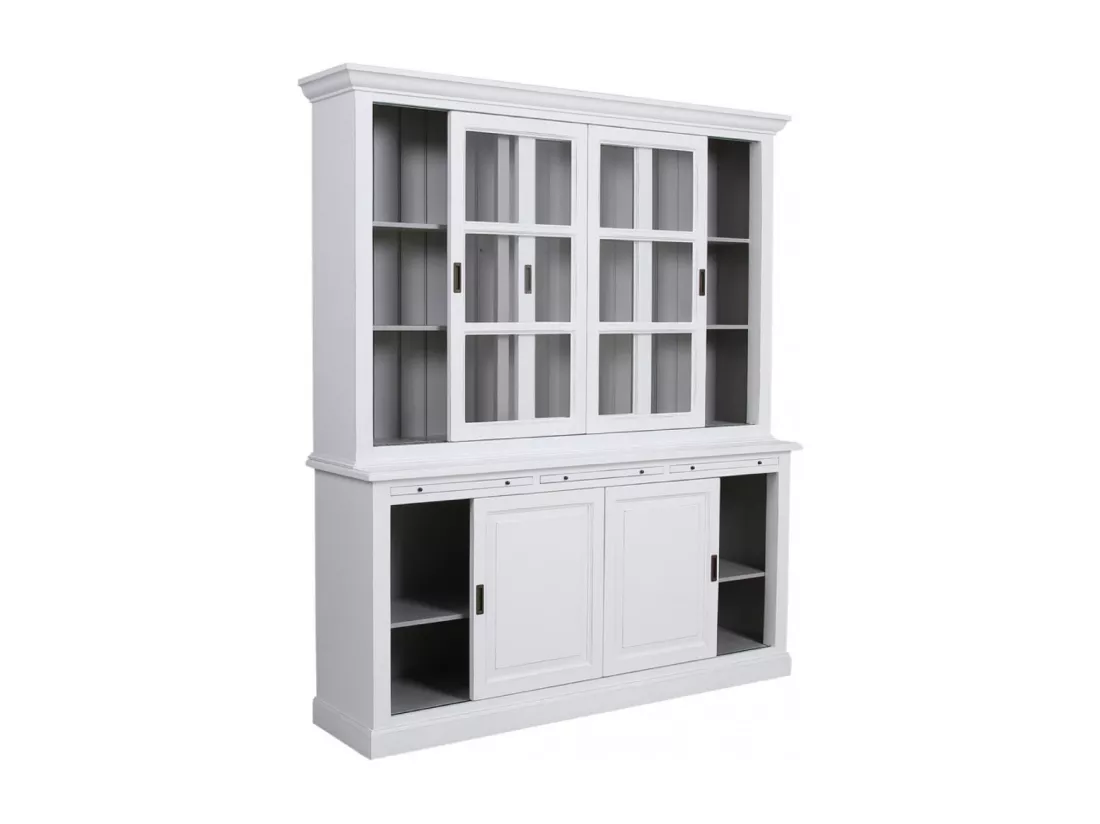 Buffet 3 portes vitrées Bois-MDF Blanc - Rhode Island Interior's