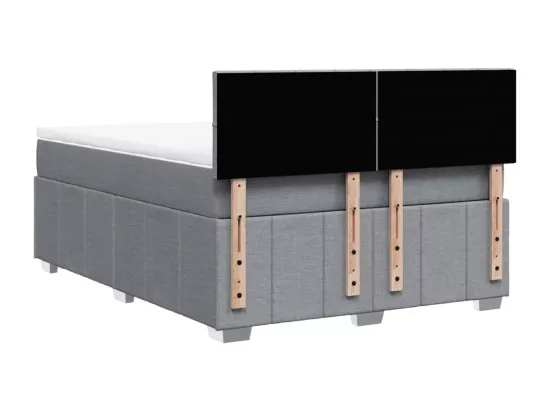 Sommier à lattes de lit avec matelas Gris clair 160x200cm Tissu