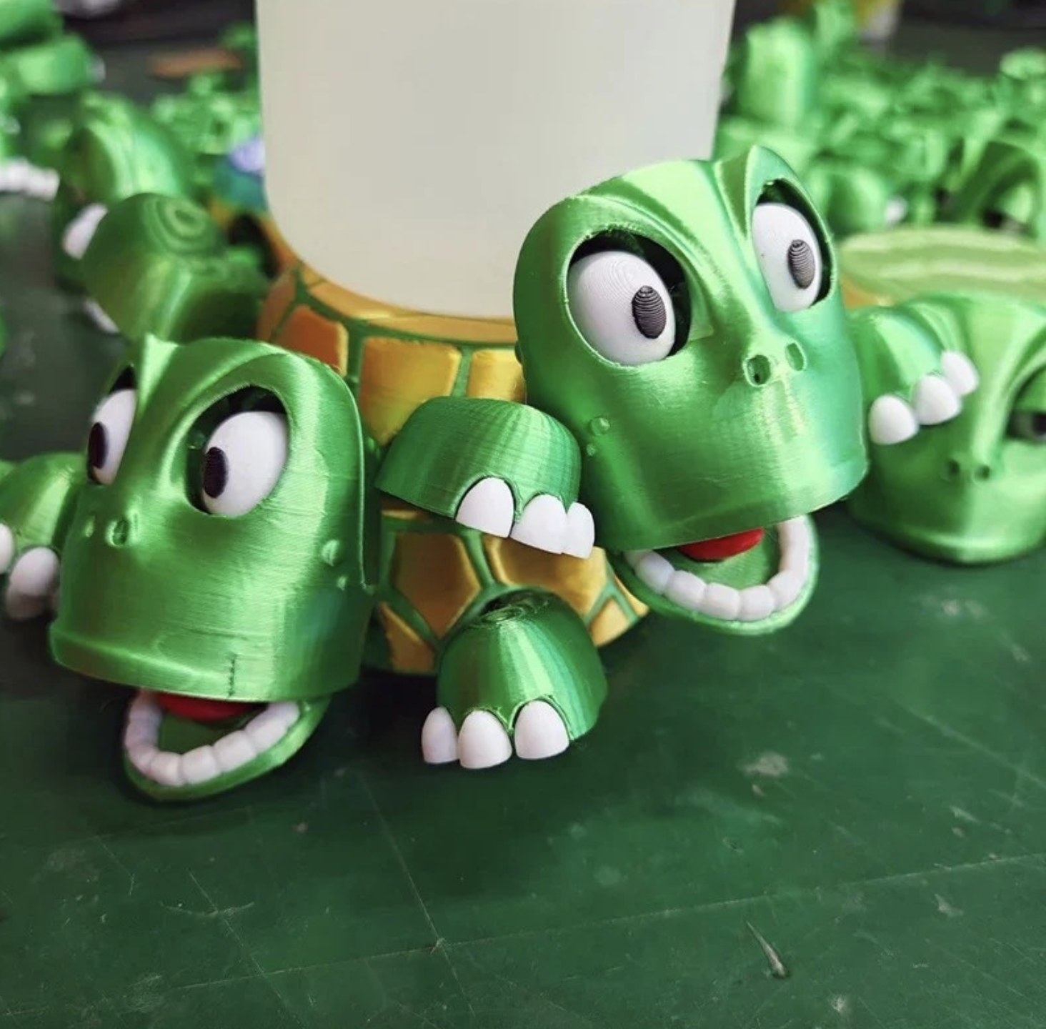 (16x13cm) Interaktiver Getränke Untersetzer Lustiger 3D Tischuntersetzer für Tassen / Gläser im Schildkröten Design - Grün
