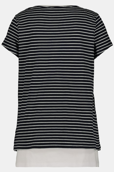 Bellieva-Shirt, doppellagig, Ringel Shirt, längeres uni Top, Biobaumwolle, GOTS