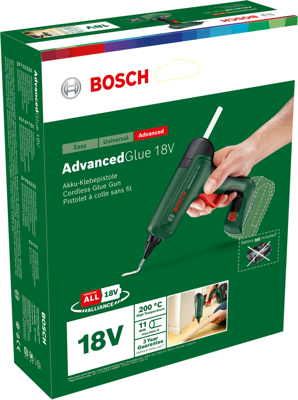 Bosch Home & Garden  AdvancedGlue 18V    Leistungsstarke Akku-Klebepistole für starke Klebeverbindungen