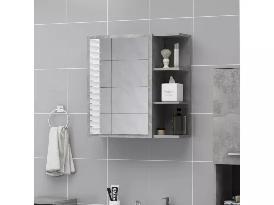 Armoire à miroir de salle de bain Gris béton Bois d’ingénierie