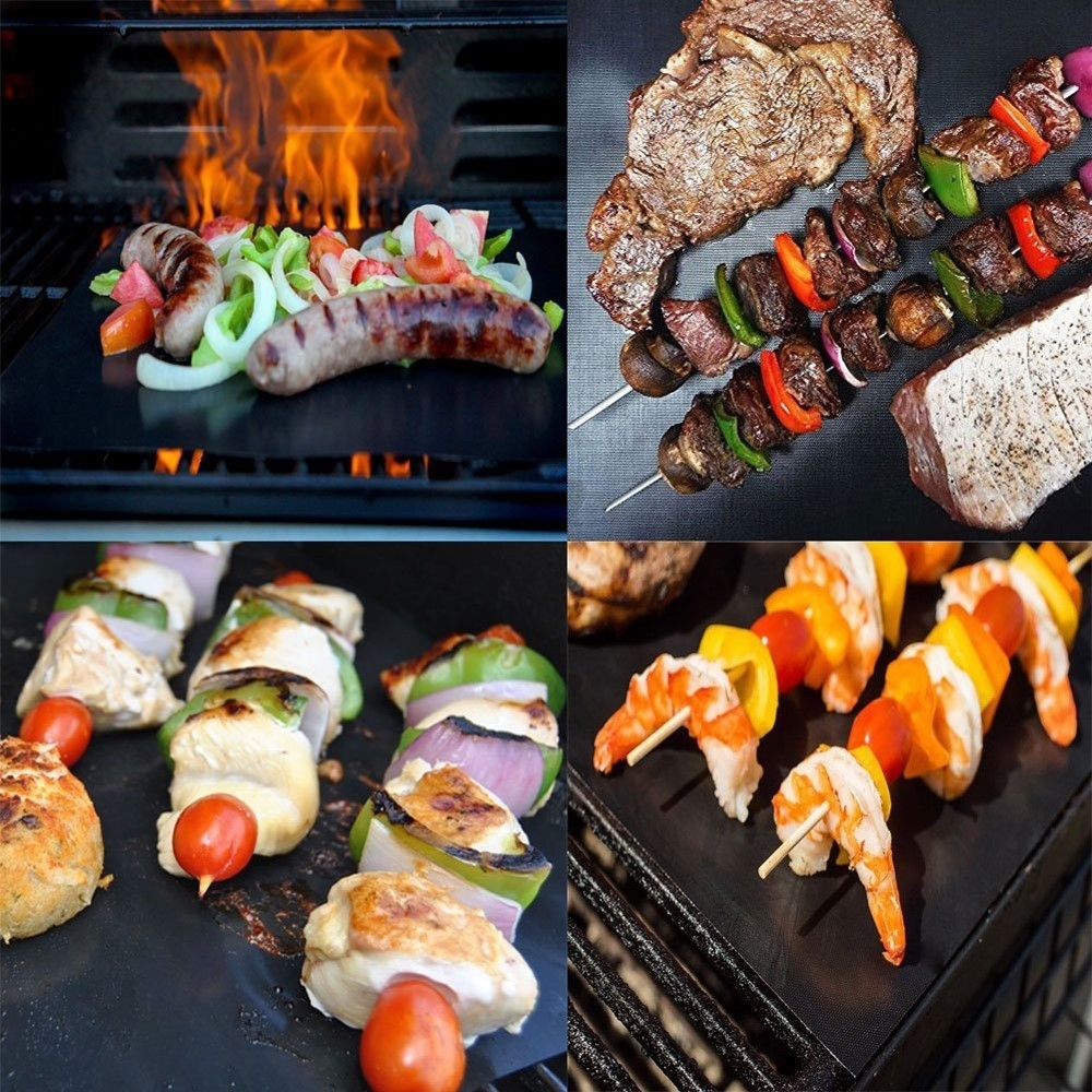 (5er Set) 50x40cm Anti-Haft Backpapier Wiederverwendbare Matte für Grill / Backofen - Schwarz