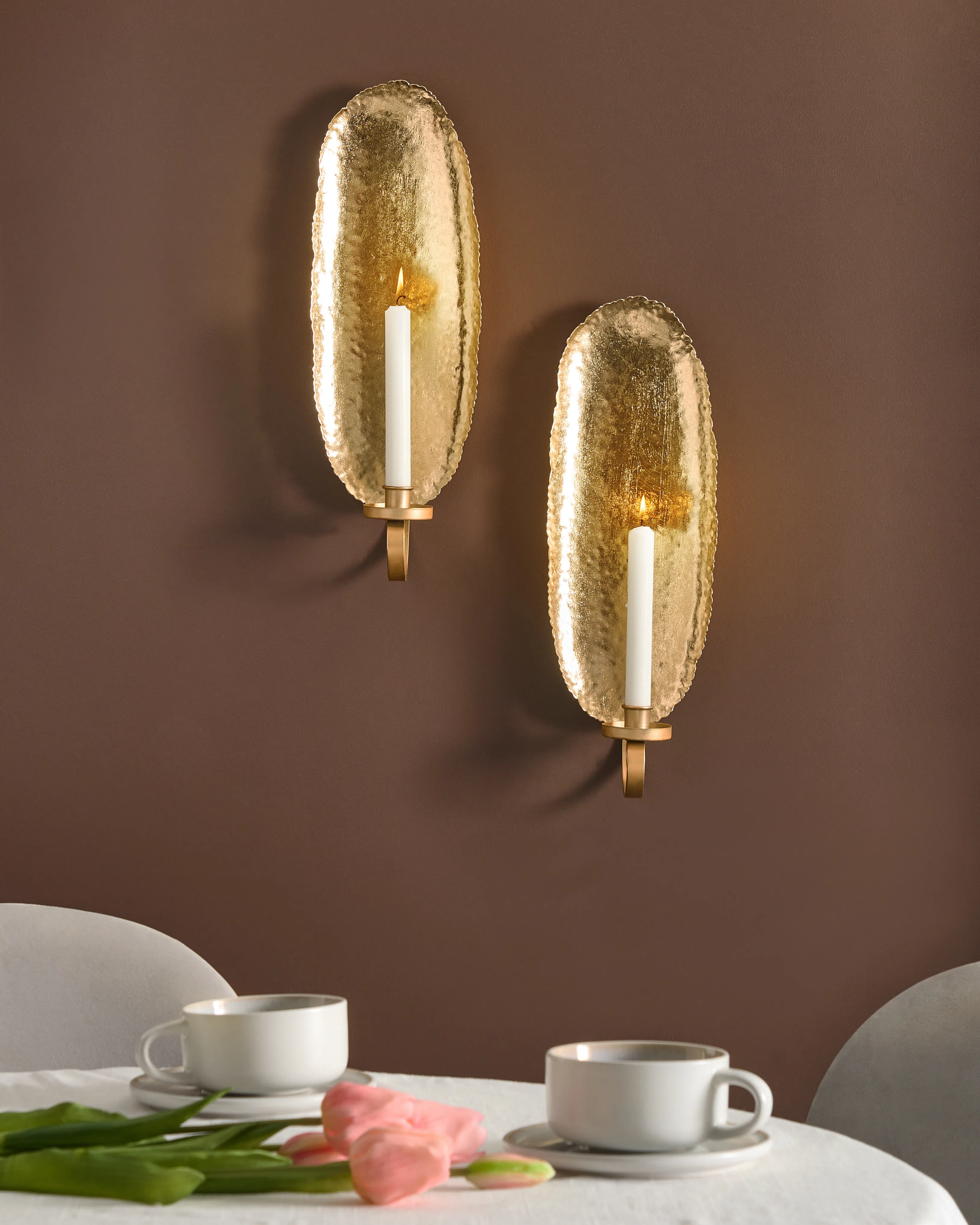 Set van 2 wandkandelaars FEIJO Metaal 44 cm Goud
