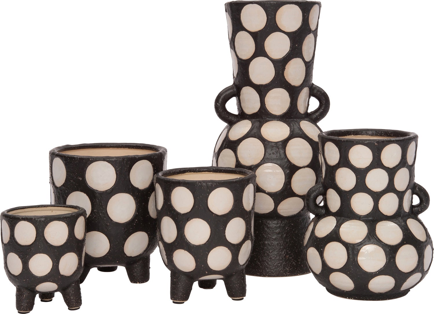 Intratuin bloempot op poten Pygros zwart / beige D 10,5 H 12 cm