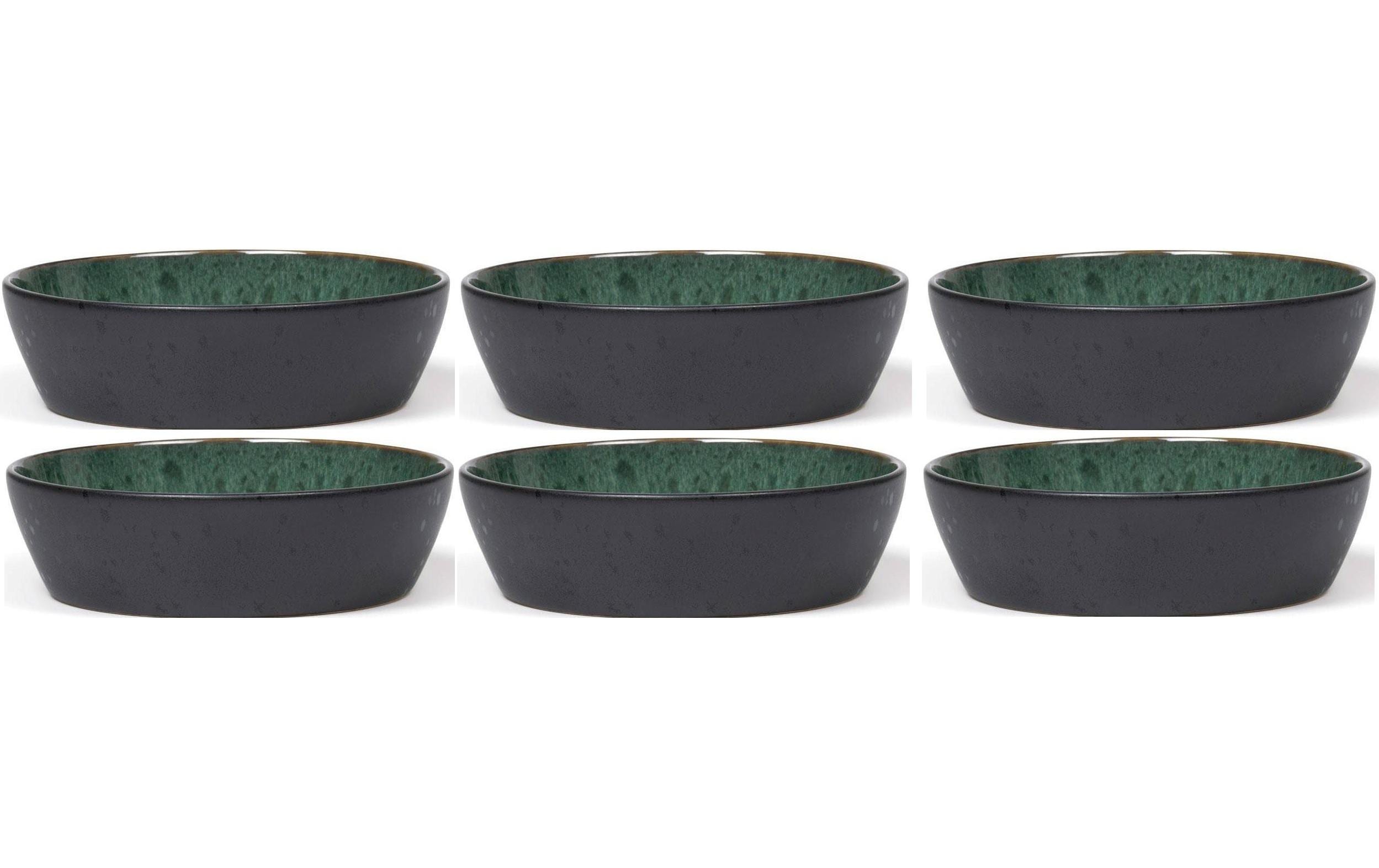 Suppenschale 18 cm, 6 Stück, Schwarz/GrünTeller aus Steinzeug