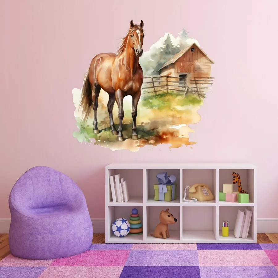 Nikima Wandtattoo 247 Wandtattoo Waldtiere Aquarell Baum Kinderzimmer Wanddeko bunt