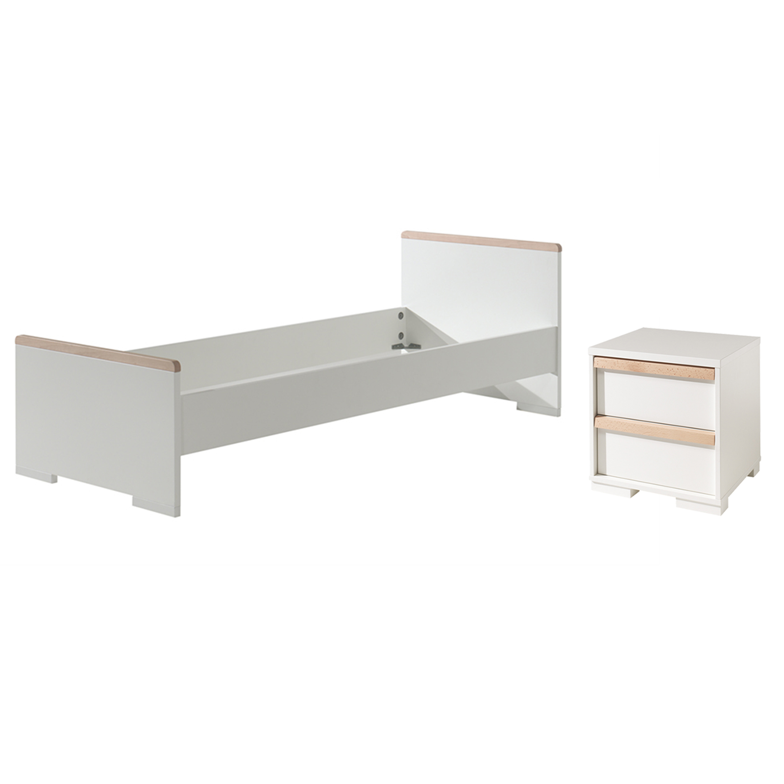 2-teiliges Jugendzimmer-Set LONDON - weiß - Buche - 90x200 cm