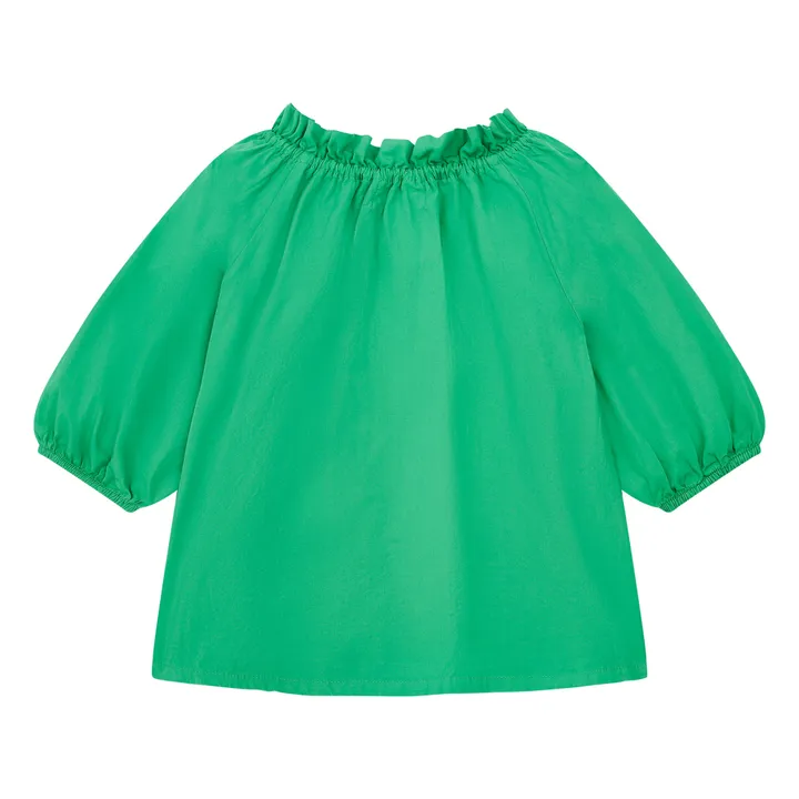 SMALLABLE BASICS Blouse Fille en Popeline Organique Manches 3/4 | Vert