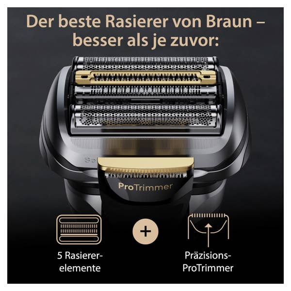 Braun Series 9 Pro+ Elektrorasierer, Reinigungsstation, Rasierer-Ladeetui (PowerCase), Wet & Dry, 9577cc, Silber