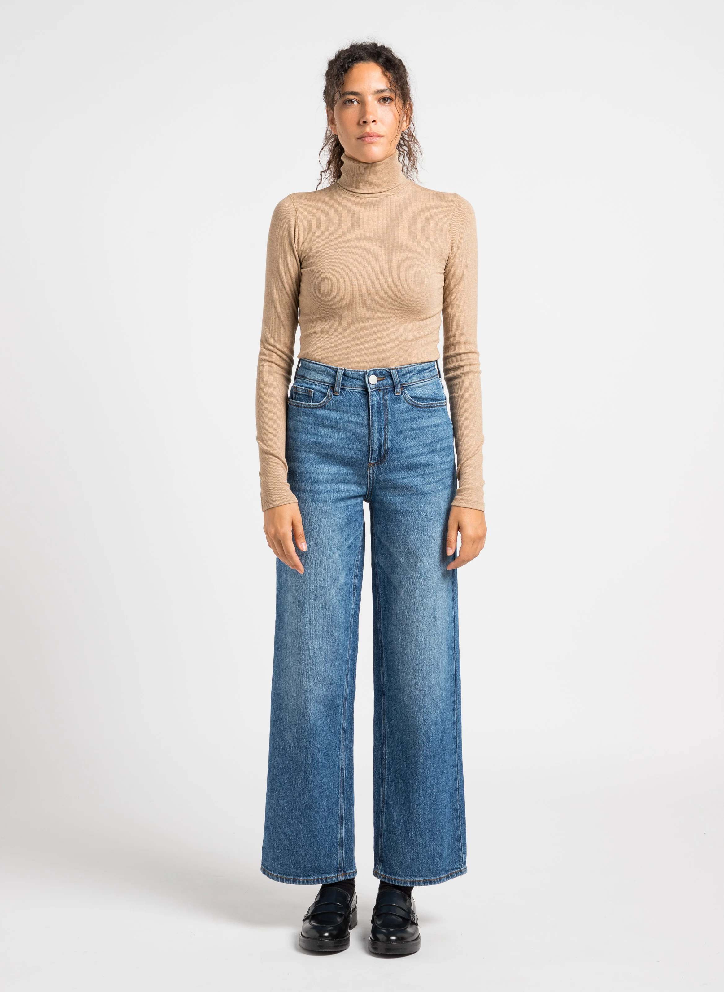 FREYA - Jean droit en coton mélangé| Bleu