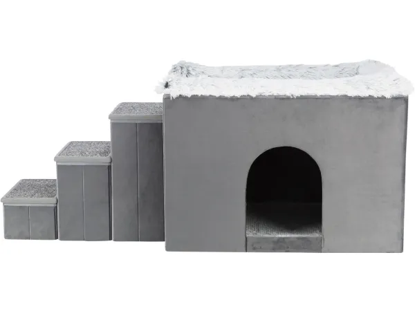 Trixie Harvey cave with steps, 119 × 47 × 50 cm, grey/white-black