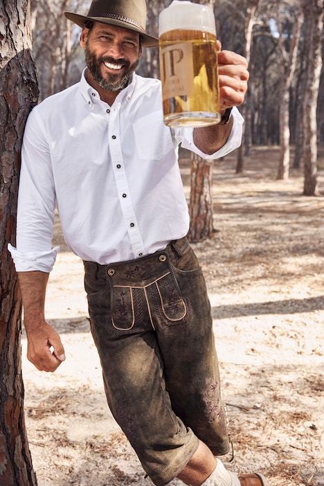 3/4-Trachtenhose, Tracht, Ziegen-Veloursleder, traditionelle Stickereien