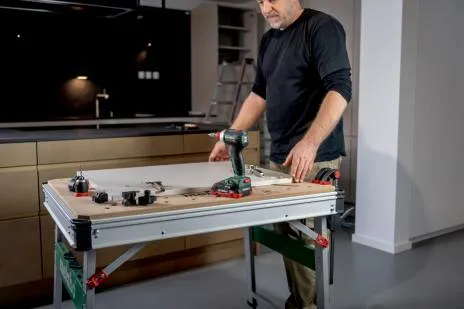 Metabo MWB 100, Beige, Metallic, Træ, Rektangulær form, 4 ben, H-ben, 710 mm