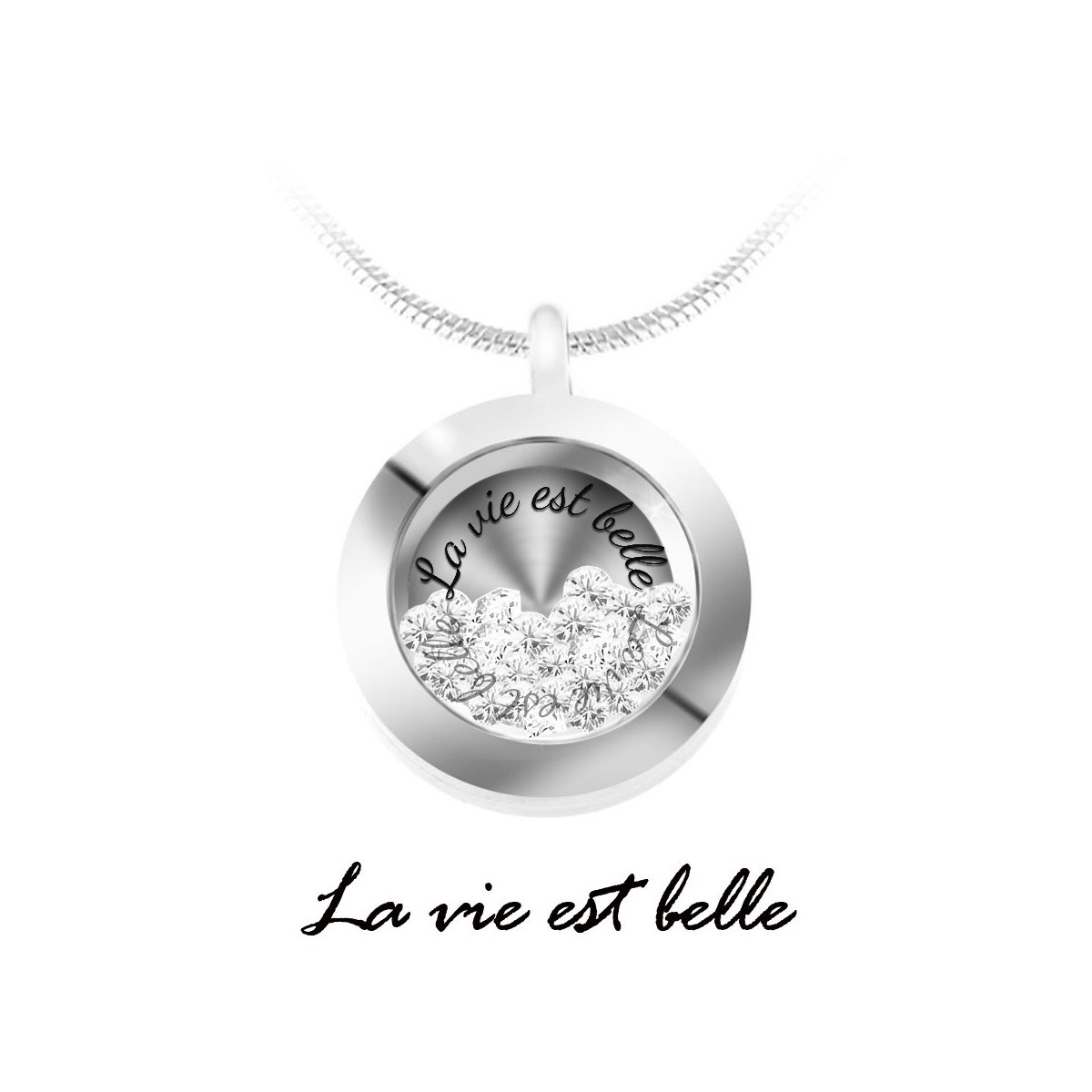 Collier La vie est belle orné de Cristaux scintillants SC Crystal