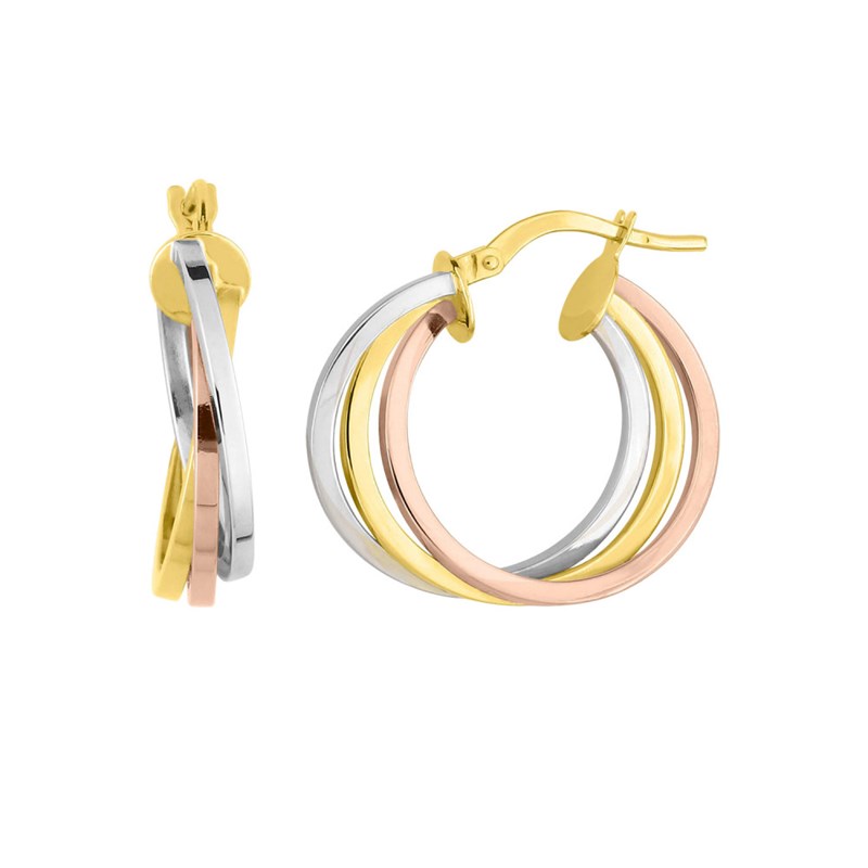 Créoles 3 ors Femme - Or 18 Carats