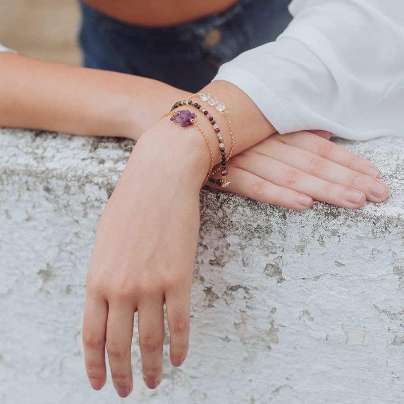 Bracelet Tourmaline Multicolore et Argent 925 Doré