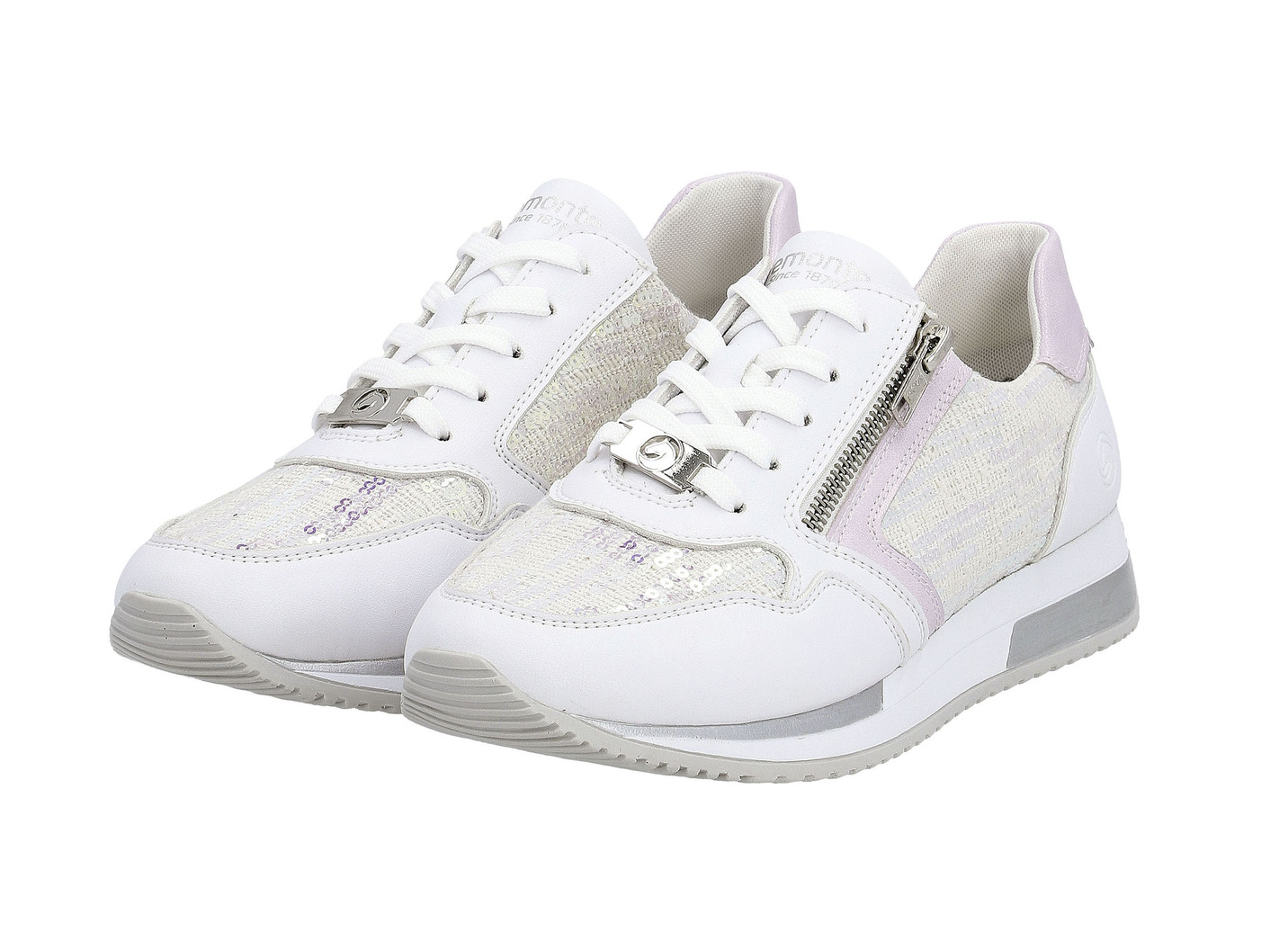 Sneaker in interessant geprägtem Materialmix