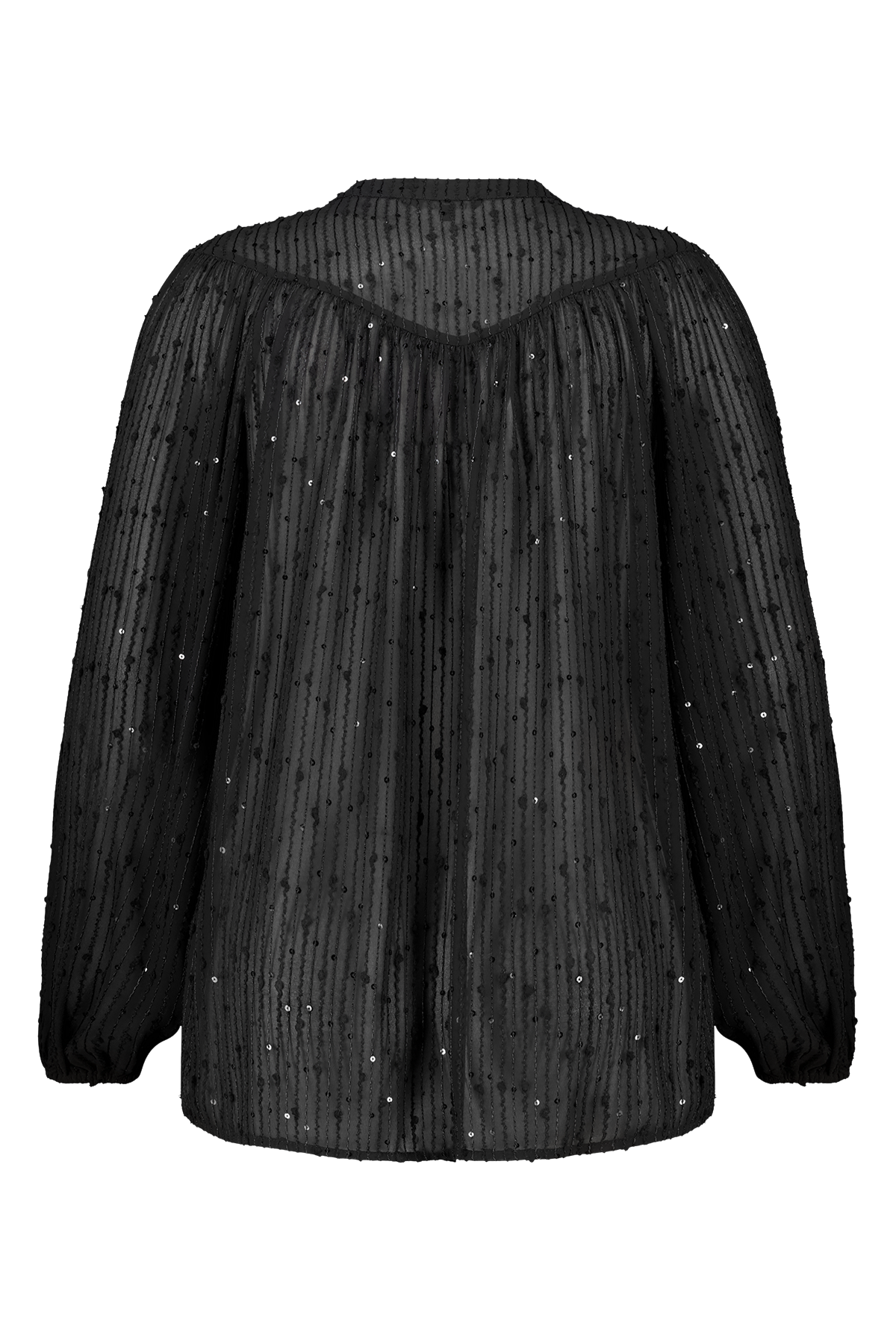Sheer blouse met pailletten Zwart