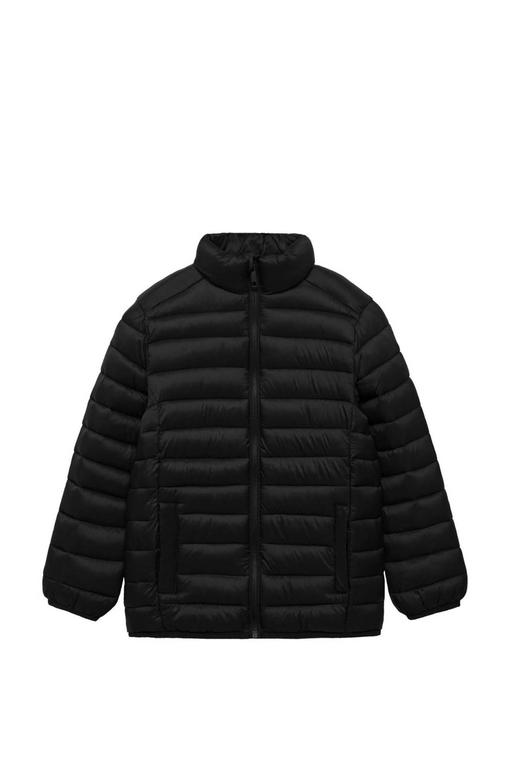 Mango Kids gewatteerde winterjas zwart