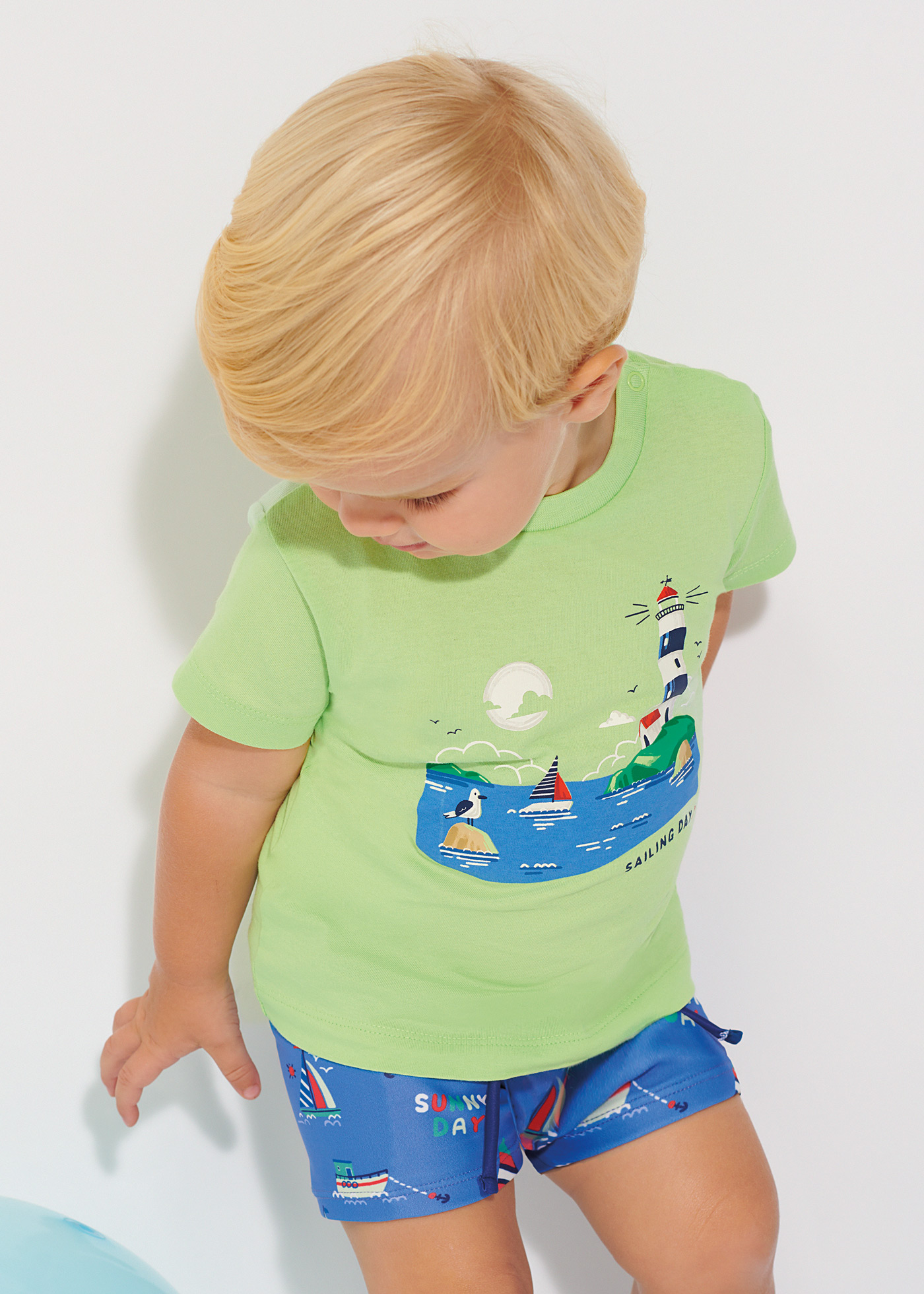 Conjunto de 2 camisetas infantis de manga curta em algodão sustentável