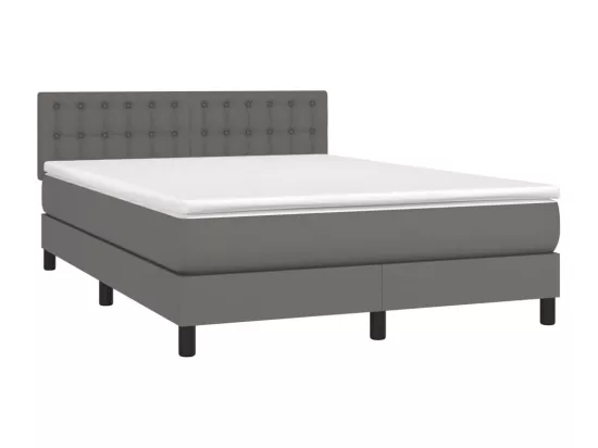 Sommier tapissier avec matelas et LED Gris 140x190cm Similicuir