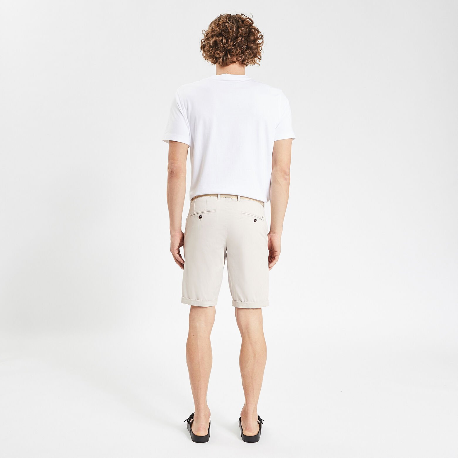 Bermuda chino uni avec ceinture Beige