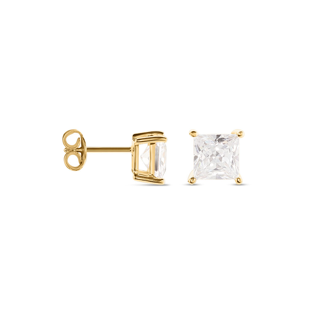 Boucles D'oreilles Puces Sofiane Plaqué Or Jaune Oxyde De Zirconium