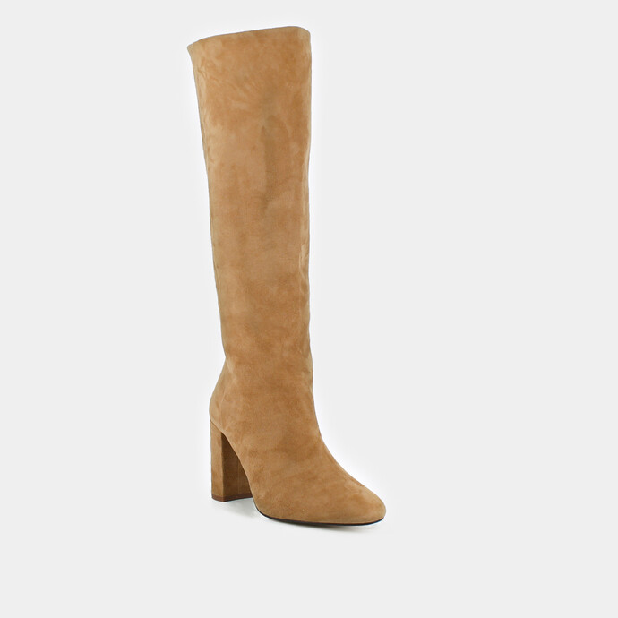 Bottes hautes  en velours camel