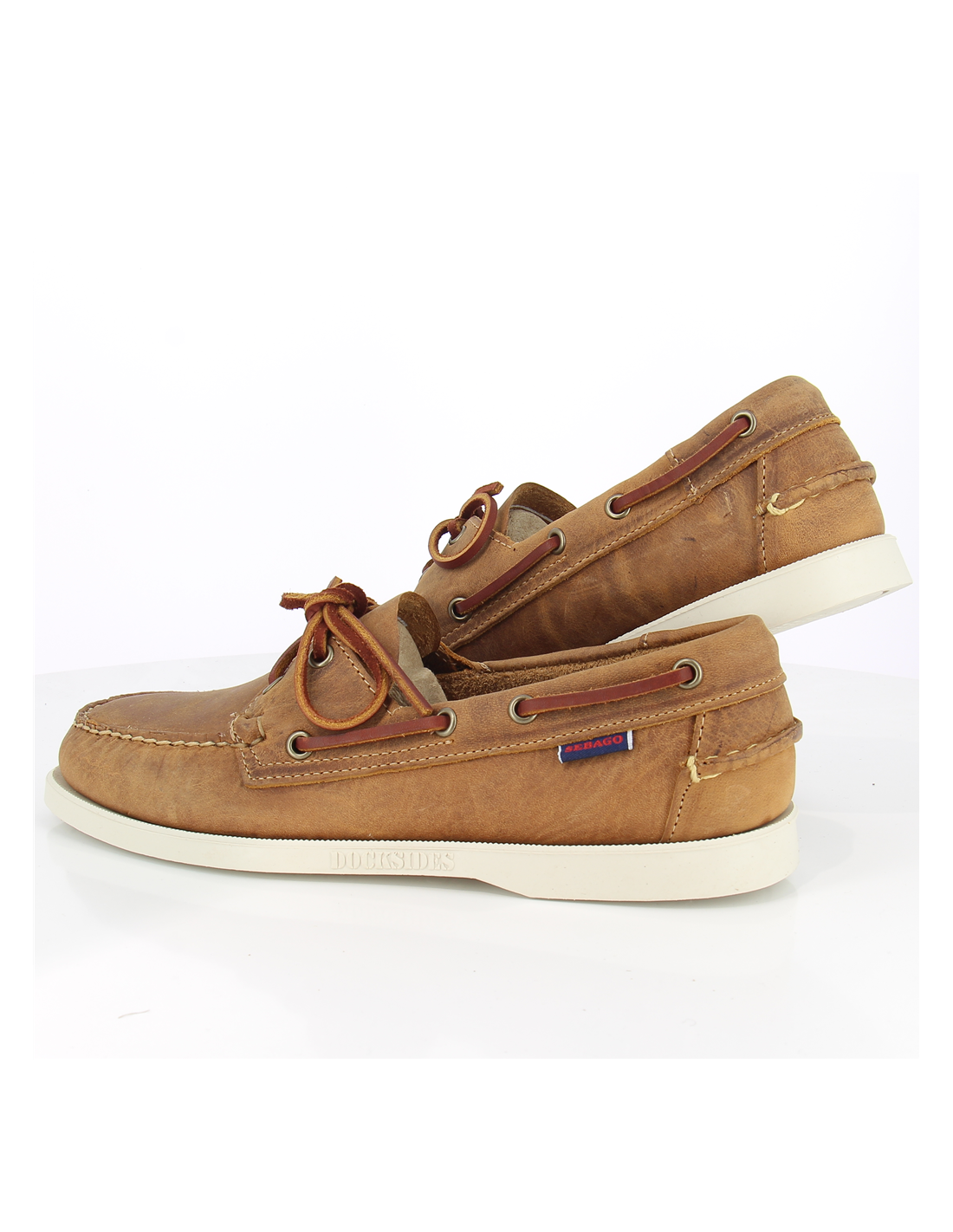 sebago mocassins bateaux homme docksides crazy cuir camel