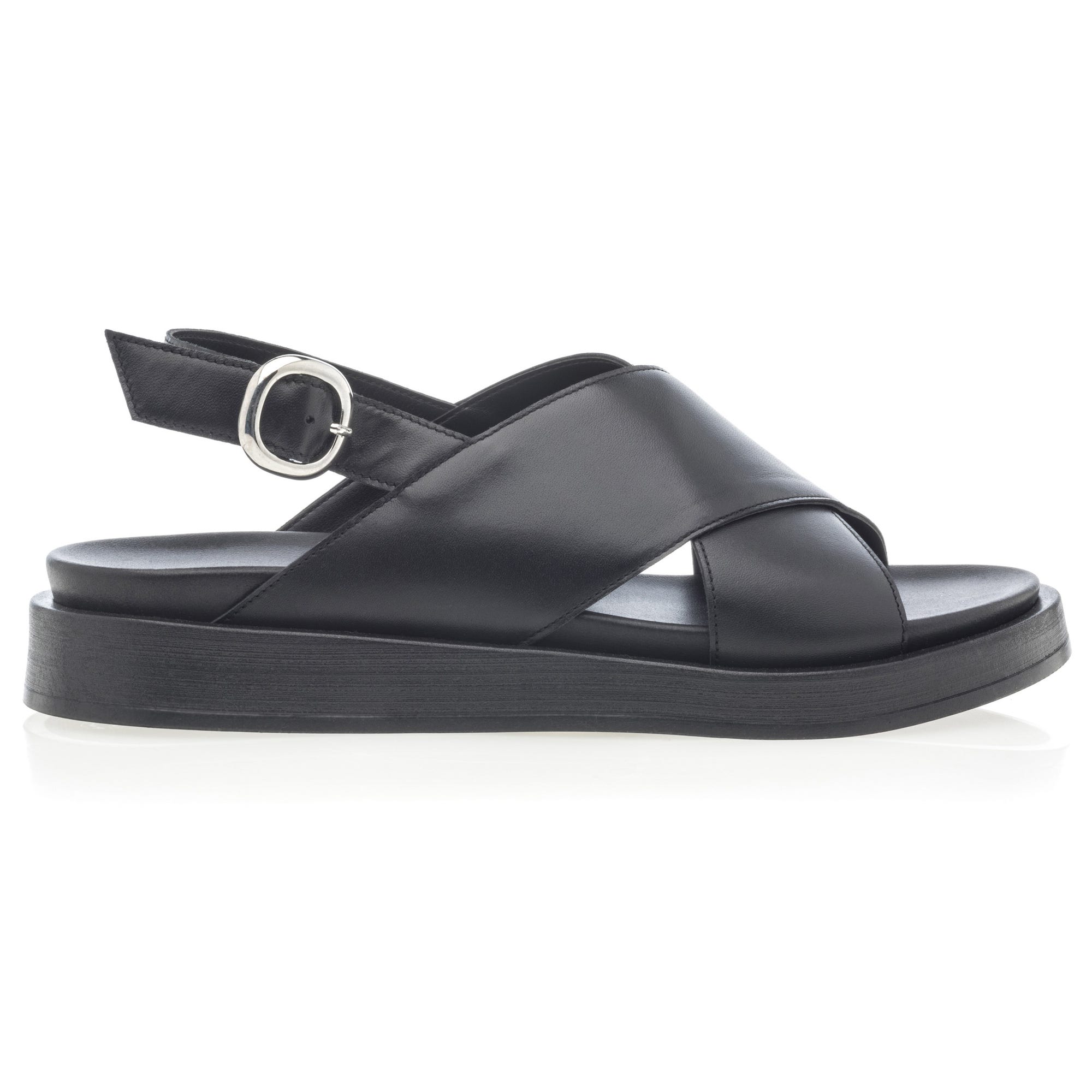 Sandales Femme en cuir noir