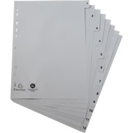 Intercalaires imprimes numeriques exacompta          polypropylene a4 12positiones /numerique gris