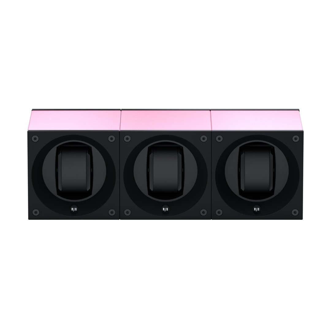 SwissKubik Masterbox Aluminium Rosa - 3 Uhren