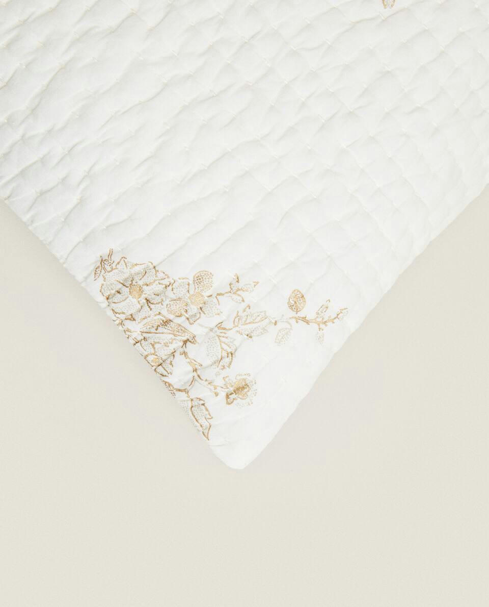 CAPA DE ALMOFADA DE ALGODÃO COM ESTAMPA DE BUQUÊ DE NATAL