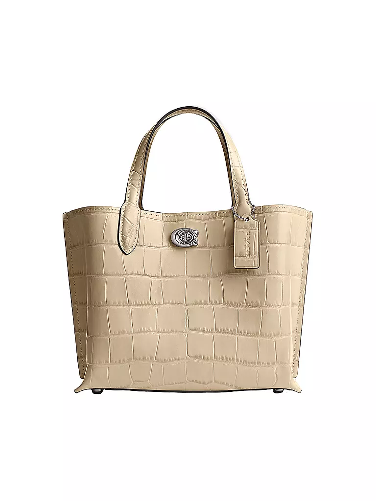 COACH Ledertasche - Umhängetasche WILLOW TOTE 24 CROCO creme
