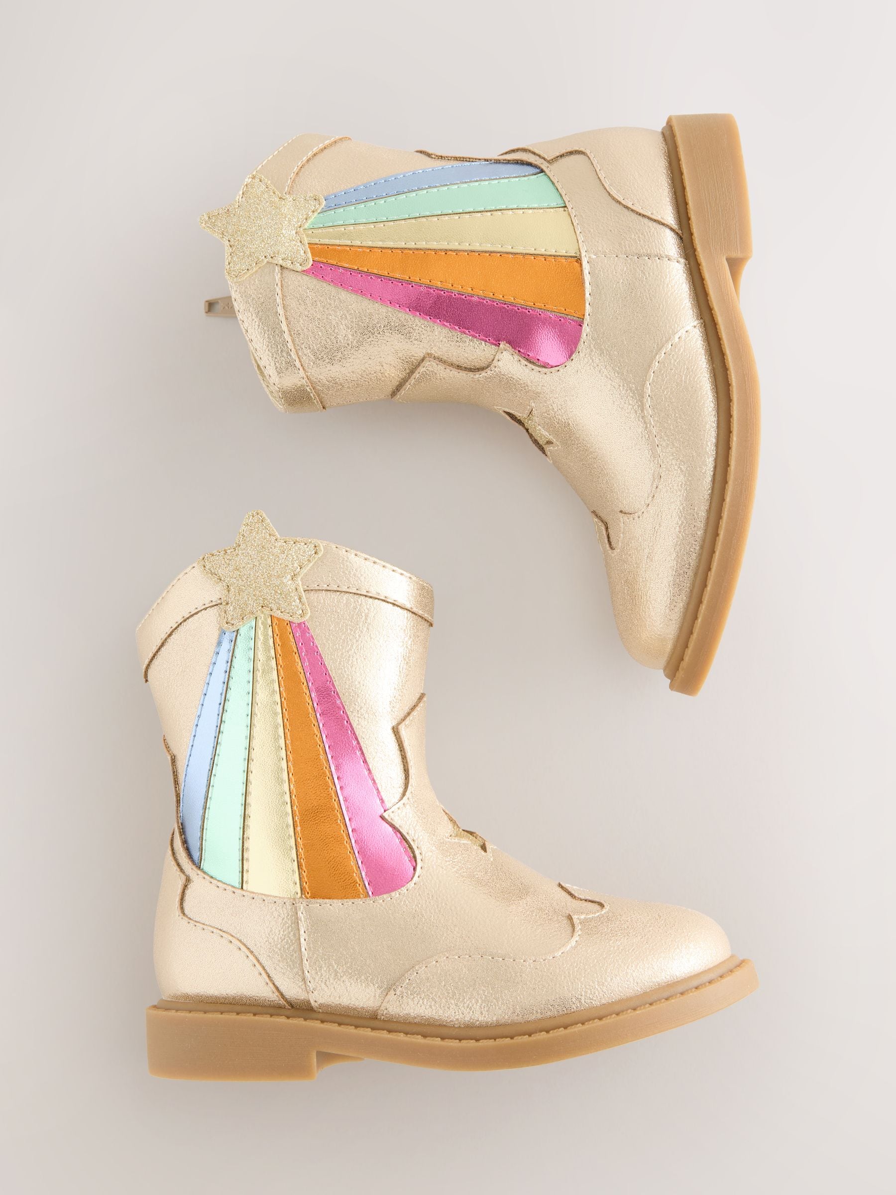 Little Bird by Jools Oliver metallic gouden western-enkellaarzen