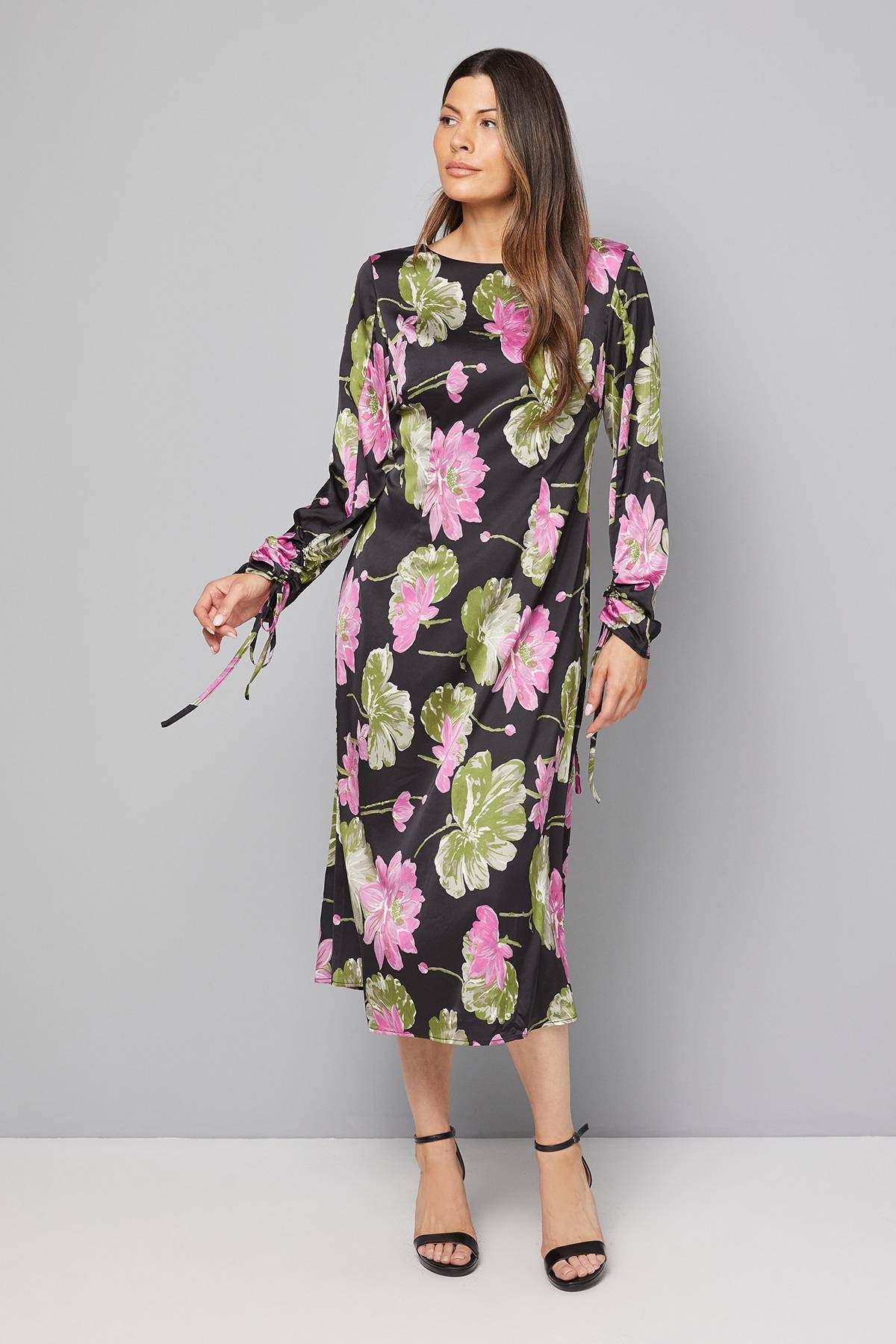 Wallis Robe Mi-Longue Florale à Manches Froncées